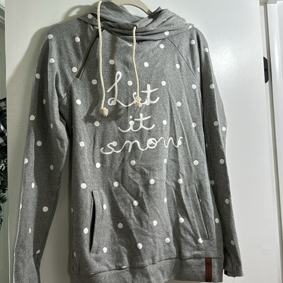 Ampersand Double Hood - Let it Snow - polka dot grey hoodie NWT - Picture 4 of 8